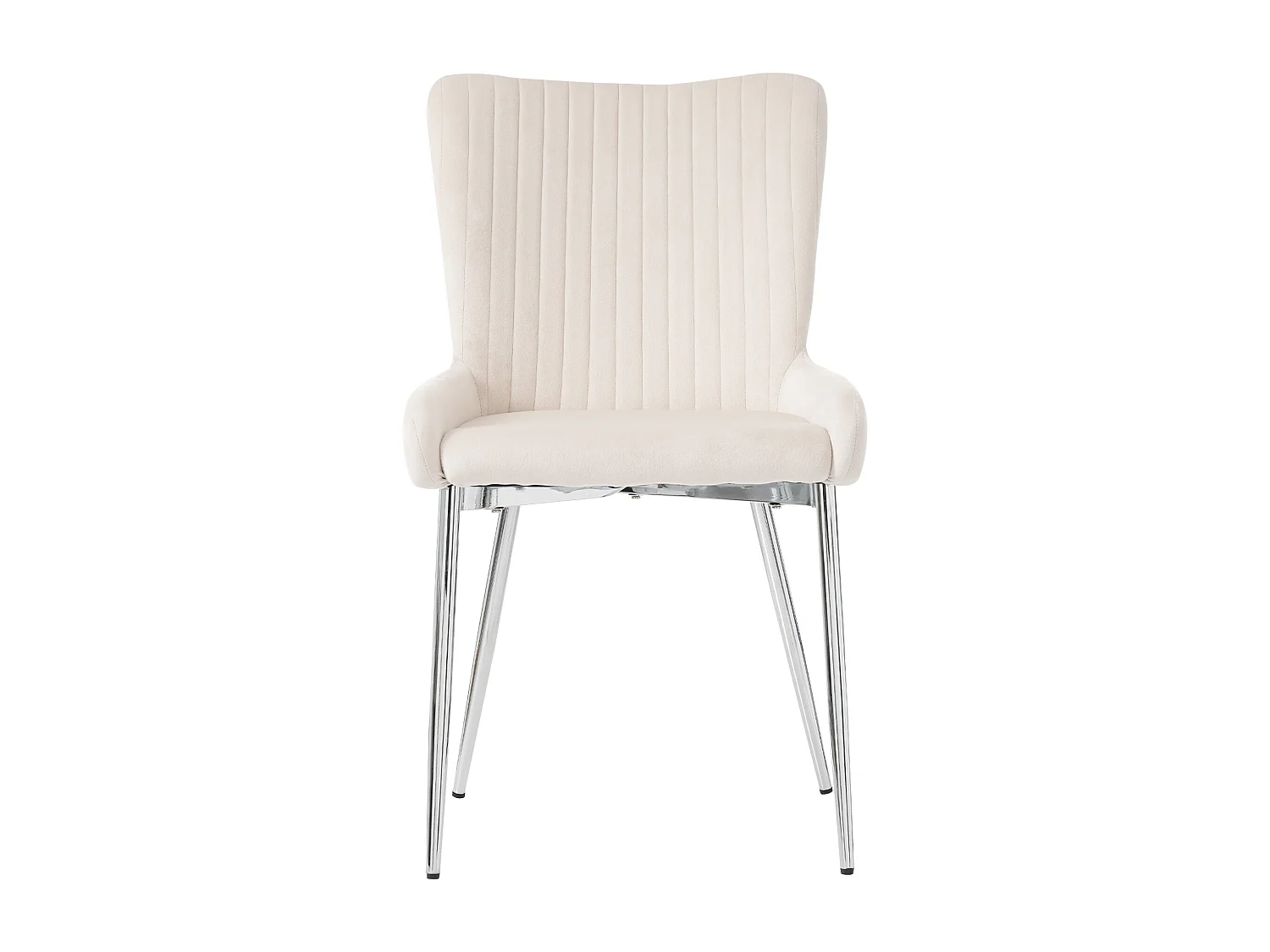 Set van 2 Velvet stoelen - met zilveren metalen poten - Beige