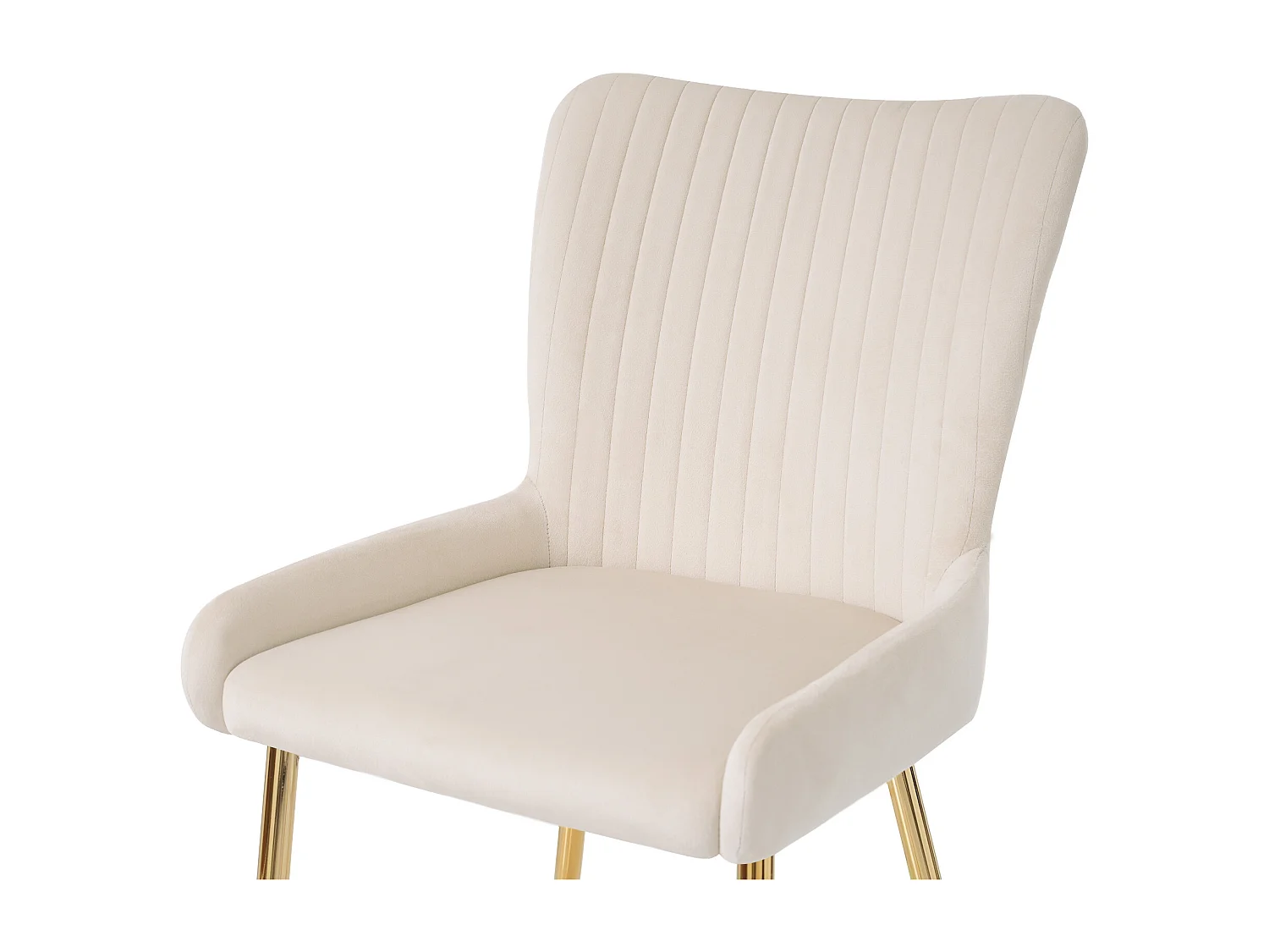 Set van 4 Velvet stoelen - met goud metalen poten - Beige