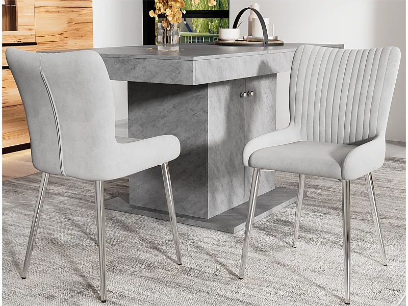 Set van 2 Velvet stoelen - met zilveren metalen poten - Grijs