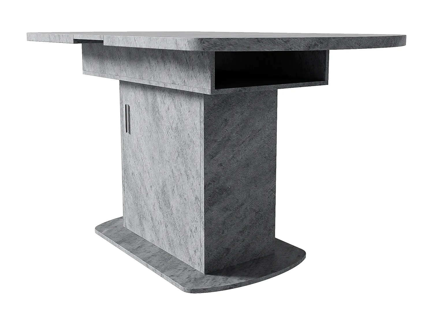 Table à manger ovale escamotable - avec espace de rangement et poignée argentée - Gris