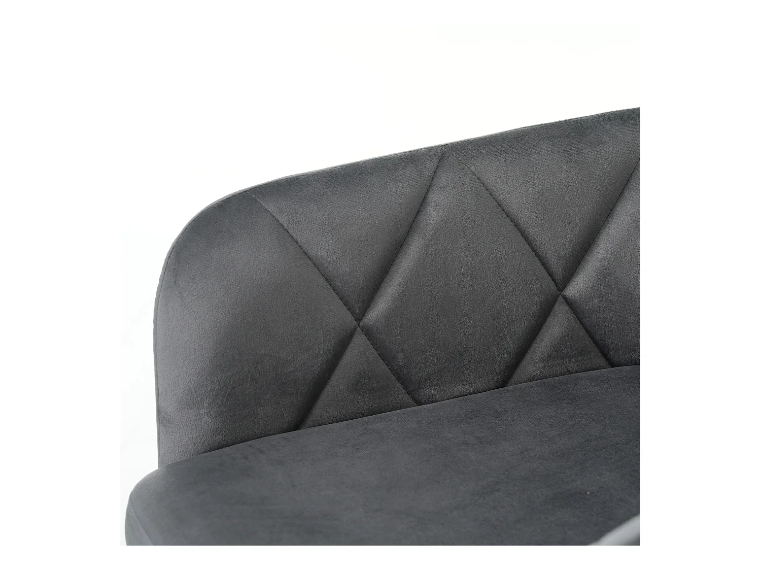 Lot de 6 Chaises pivotantes à 360° - tissu en velours - dossier à de motif losange - Noir