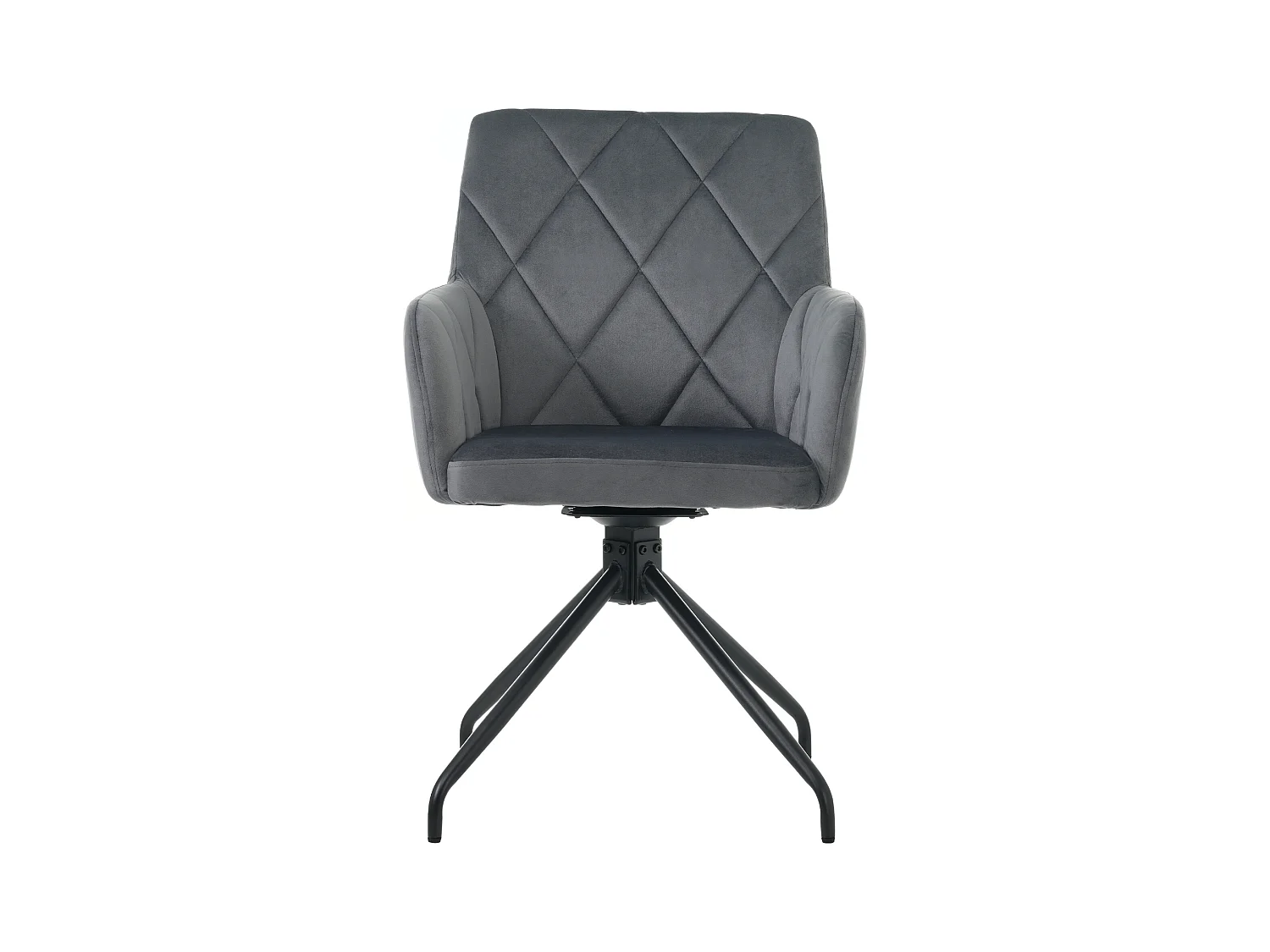 Lot de 6 Chaises pivotantes à 360° - tissu en velours - dossier à de motif losange - Noir