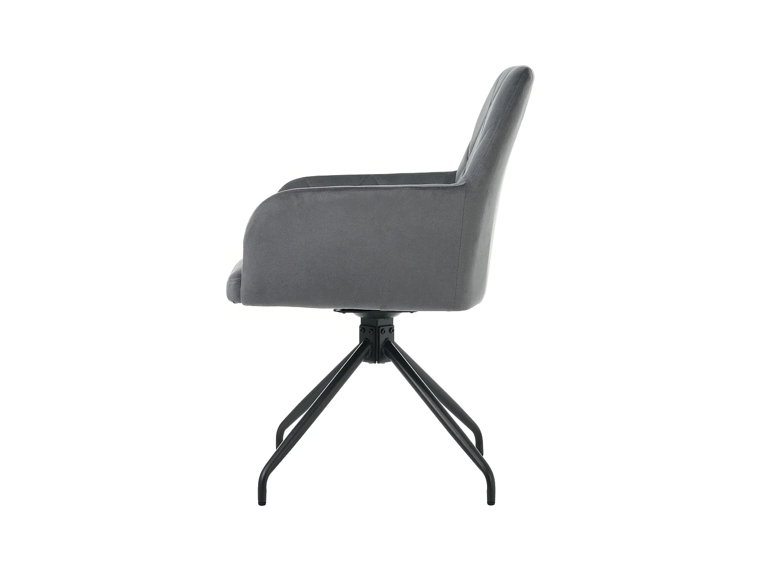 Lot de 6 Chaises pivotantes à 360° - tissu en velours - dossier à de motif losange - Noir