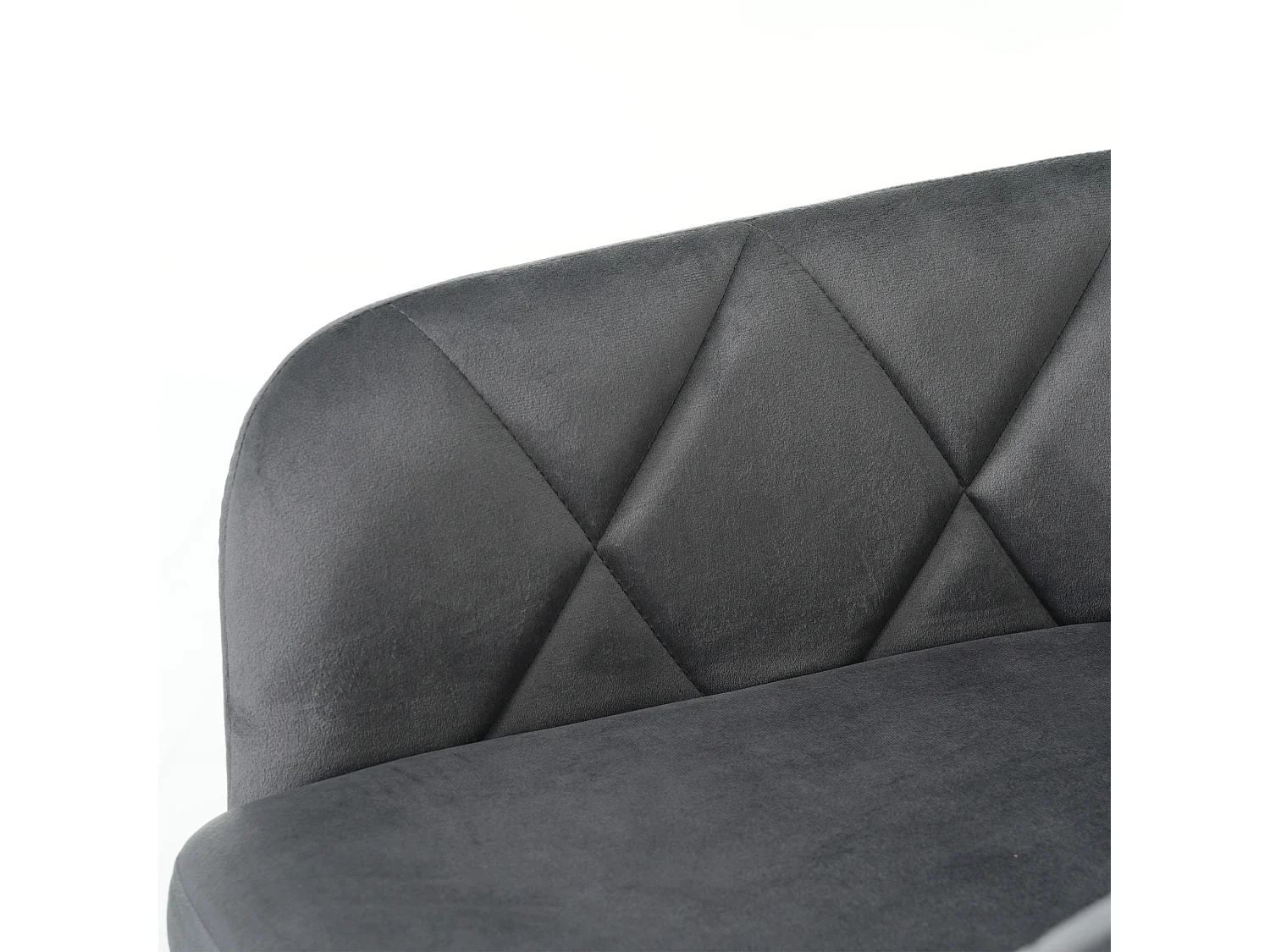 Lot de 6 Chaises pivotantes à 360° - tissu en velours - dossier à de motif losange - Noir