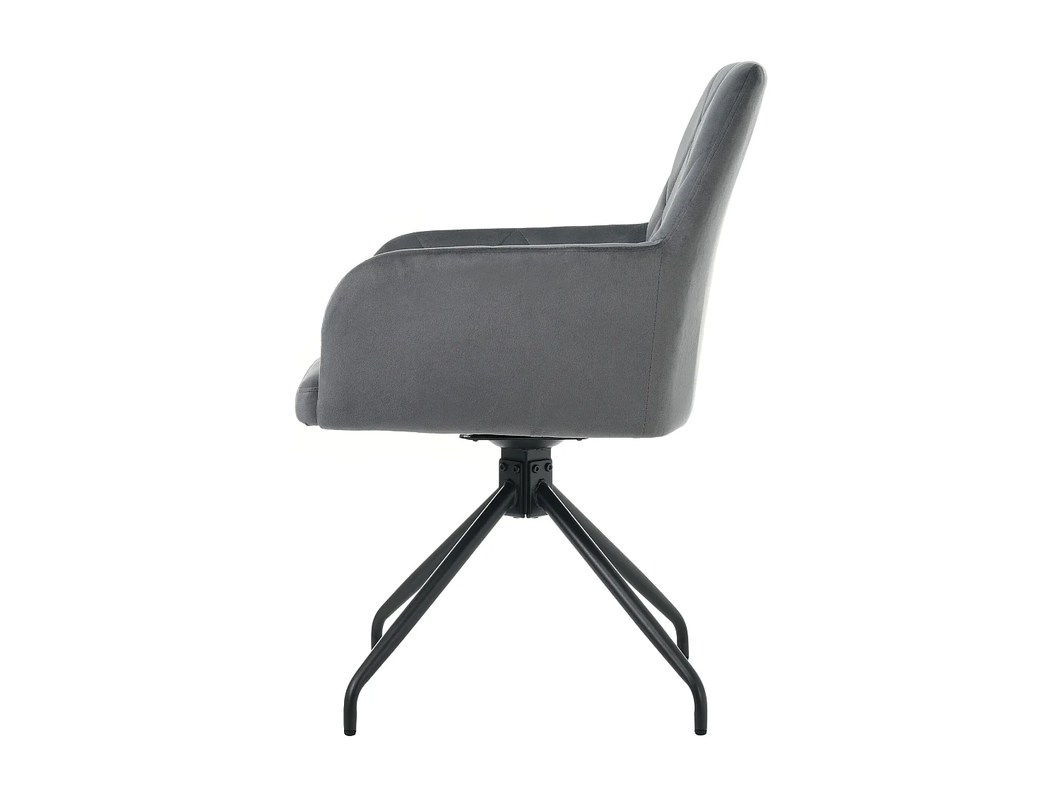 Lot de 6 Chaises pivotantes à 360° - tissu en velours - dossier à de motif losange - Noir