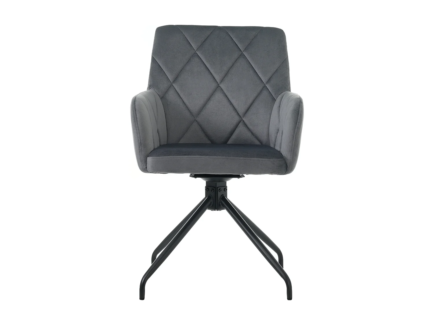 Lot de 2 Chaises pivotantes à 360° - tissu en velours - dossier à de motif losange - Noir