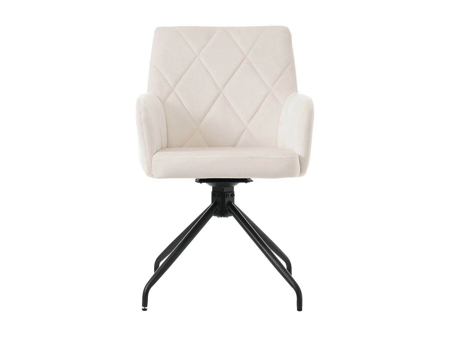 Set mit 4 360°-Drehstühlen – Samtstoff – Rückenlehne mit Rautenmuster – Beige