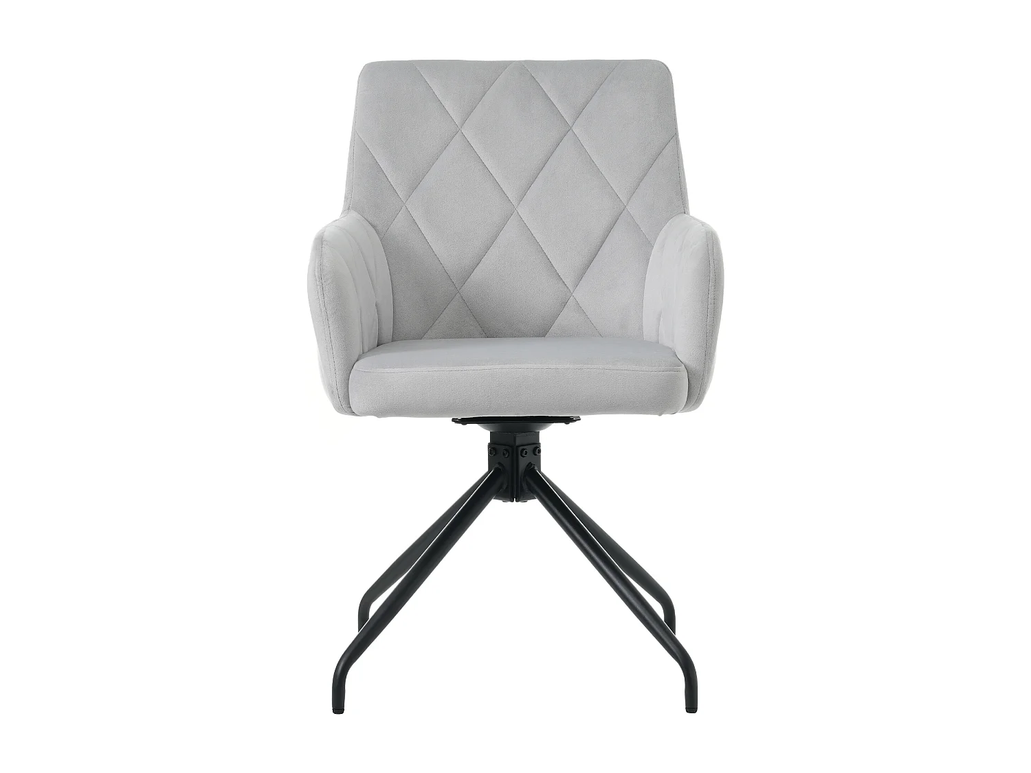 Lot de 4 Chaises pivotantes à 360° - tissu en velours - dossier à de motif losange - Gris