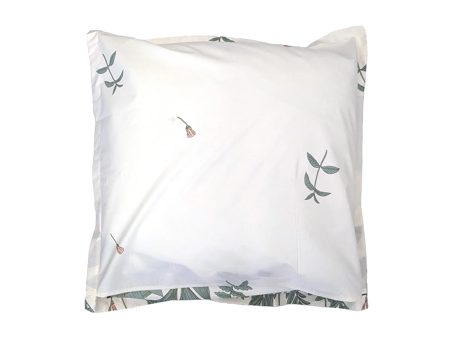 Taie d'oreiller 65x65 cm percale coton FÉÉRIE Blanc sauge