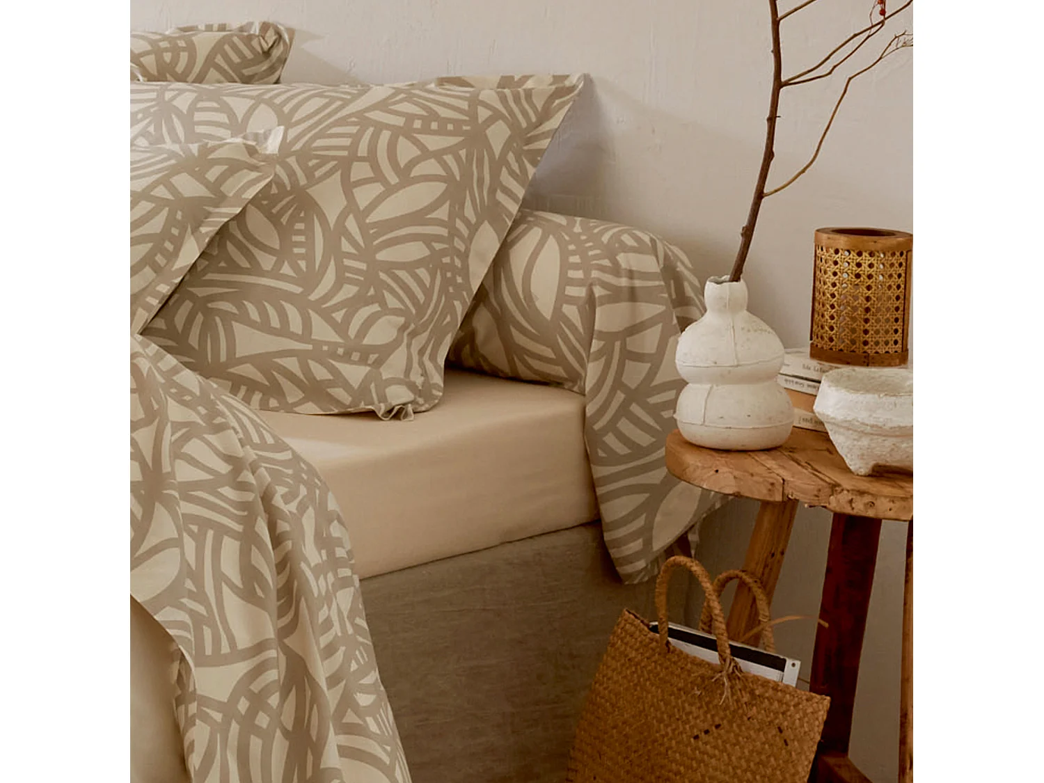 Taie de traversin 200x43 cm coton lavé SERENA Beige écru