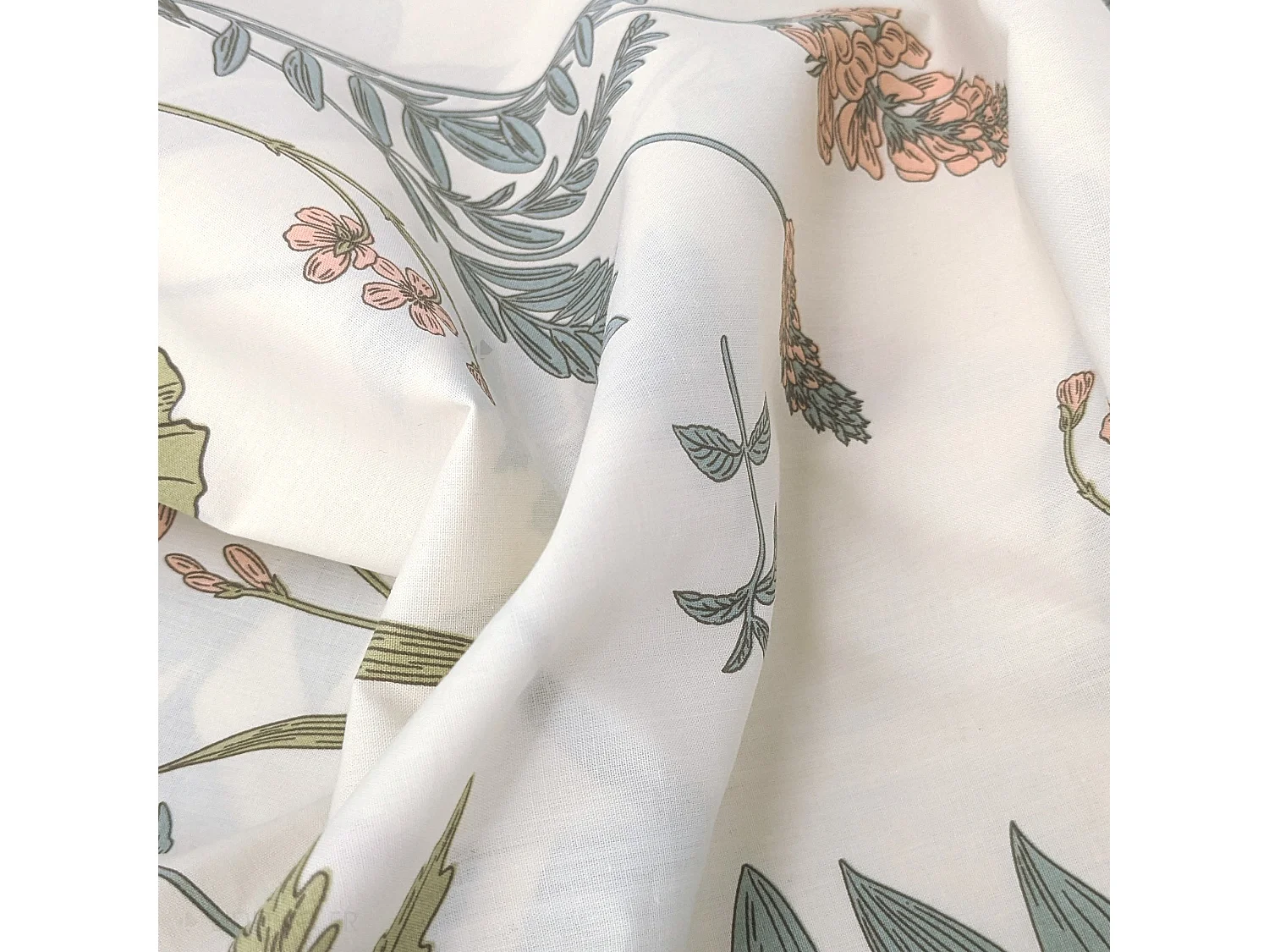 Taie de traversin 140x43 cm percale 100 % coton FÉÉRIE Blanc sauge