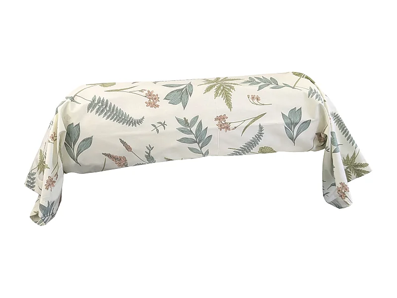 Taie de traversin 140x43 cm percale 100 % coton FÉÉRIE Blanc sauge