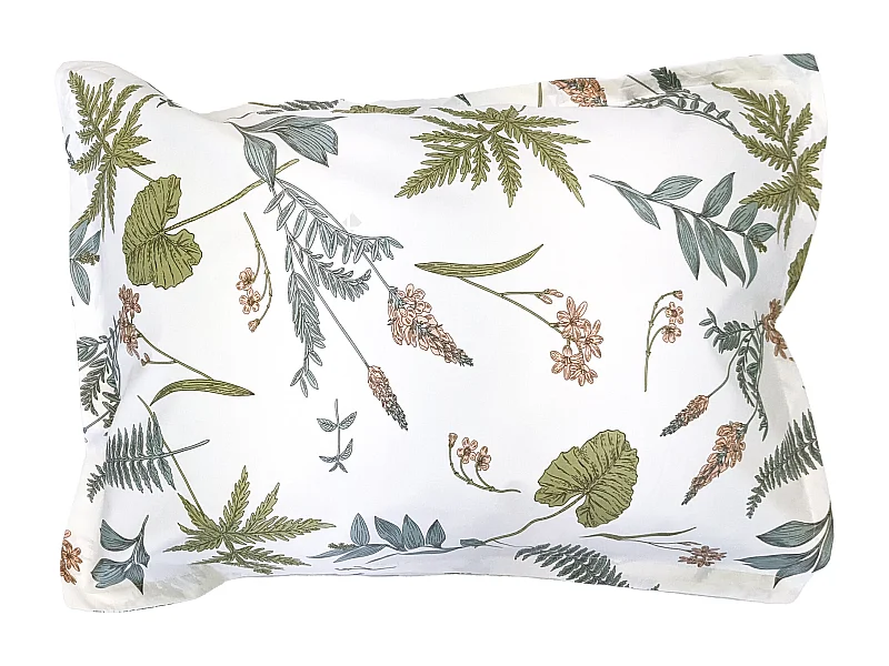 Taie d'oreiller 50x70 cm percale coton FÉÉRIE Blanc sauge