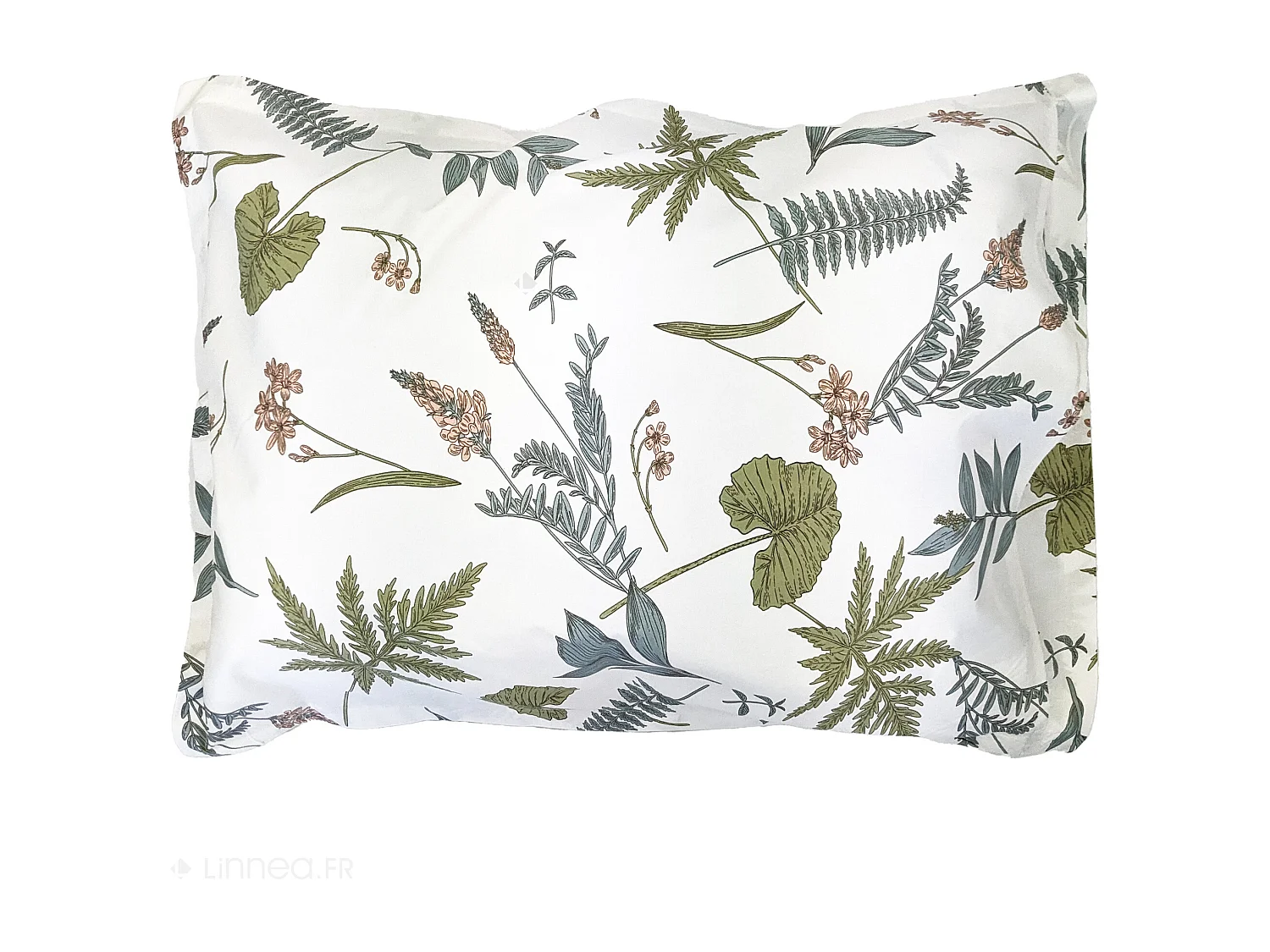 Taie d'oreiller 50x70 cm percale coton FÉÉRIE Blanc sauge