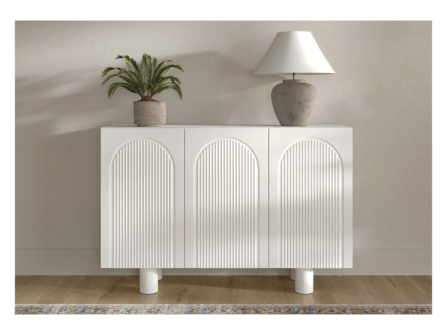 Sideboard Rita, mit gefrästen fronten, 130 cm, weiß