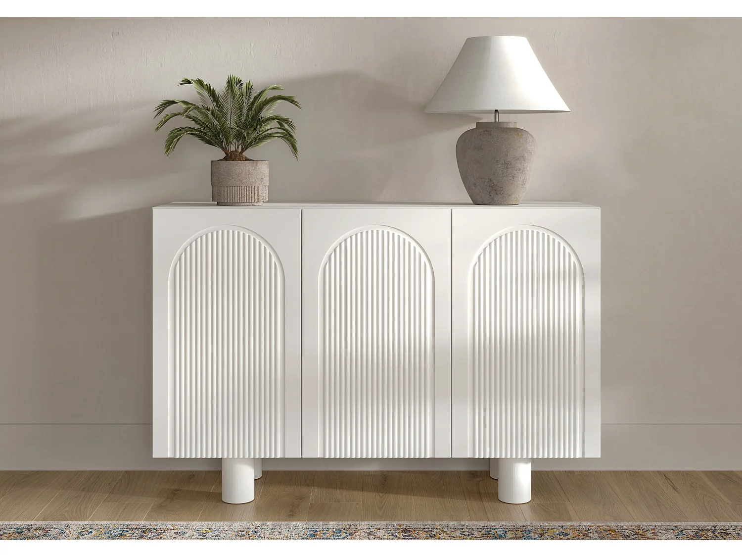 Sideboard Rita, mit gefrästen fronten, 130 cm, weiß
