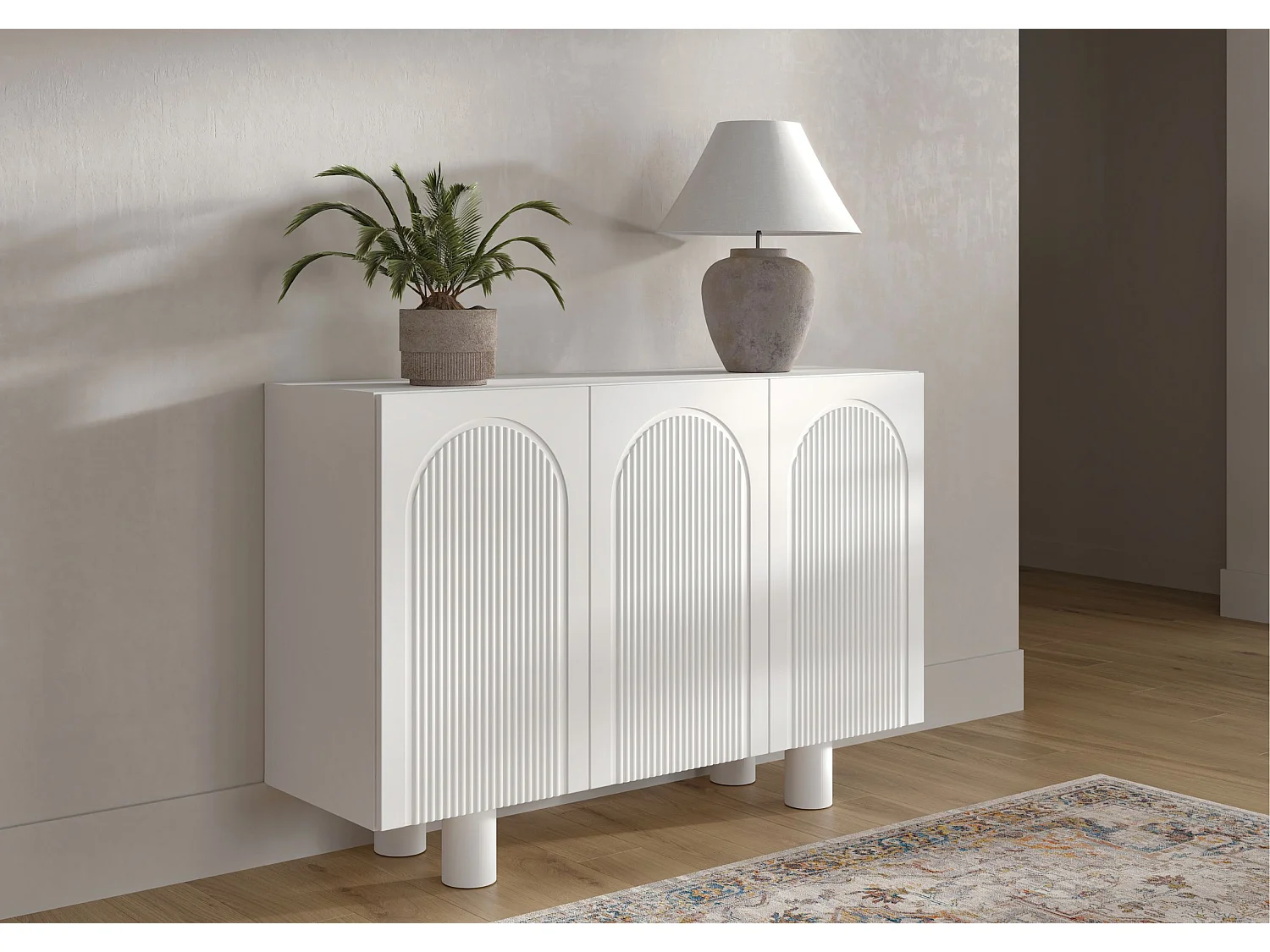 Sideboard Rita, mit gefrästen fronten, 130 cm, weiß