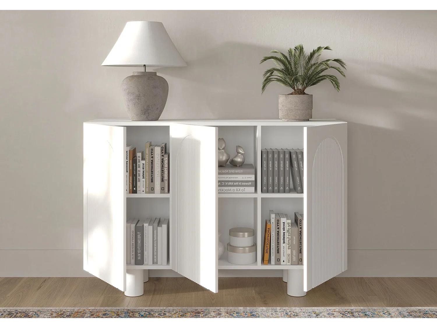 Sideboard Rita, mit gefrästen fronten, 130 cm, weiß