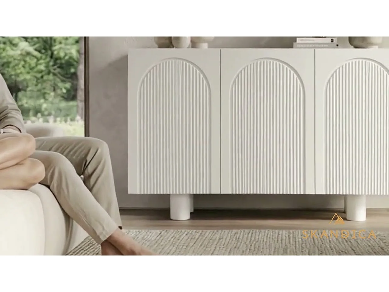 Sideboard Rita, mit gefrästen fronten, 130 cm, weiß