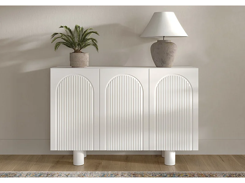 Sideboard Rita, mit gefrästen fronten, 130 cm, weiß