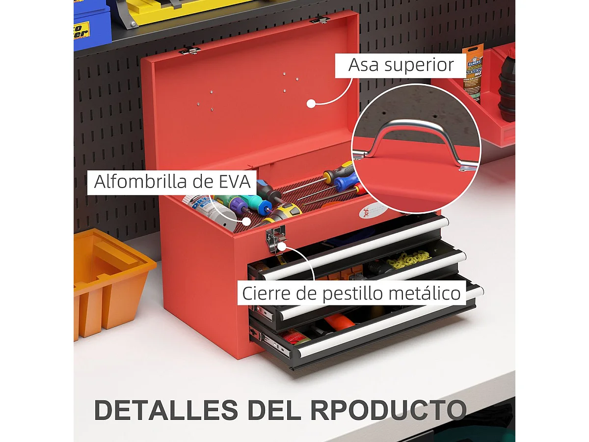 Caja para herramientas rojo 45x24x27 cm DURHAND