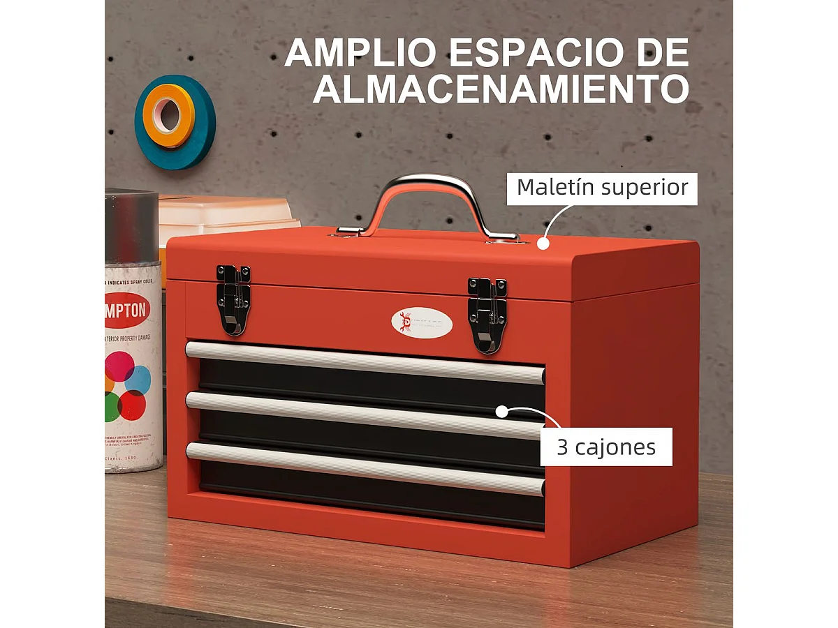 Caja para herramientas rojo 45x24x27 cm DURHAND