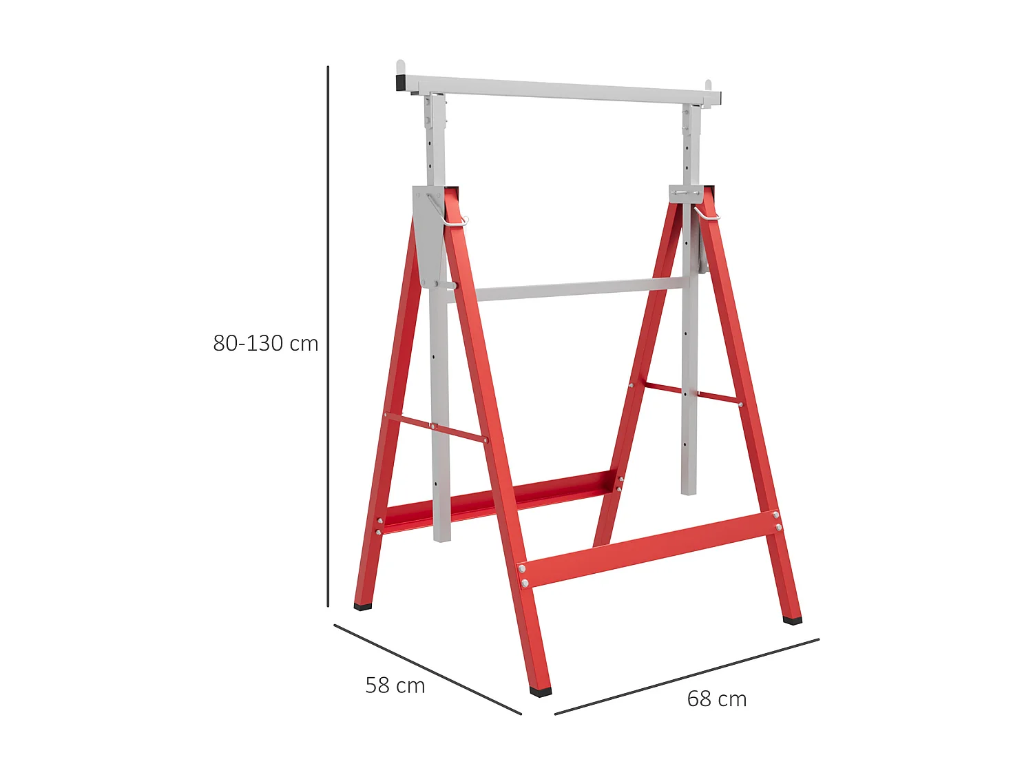 Caballetes telescópicos rojo 68x58x130 cm HOMCOM