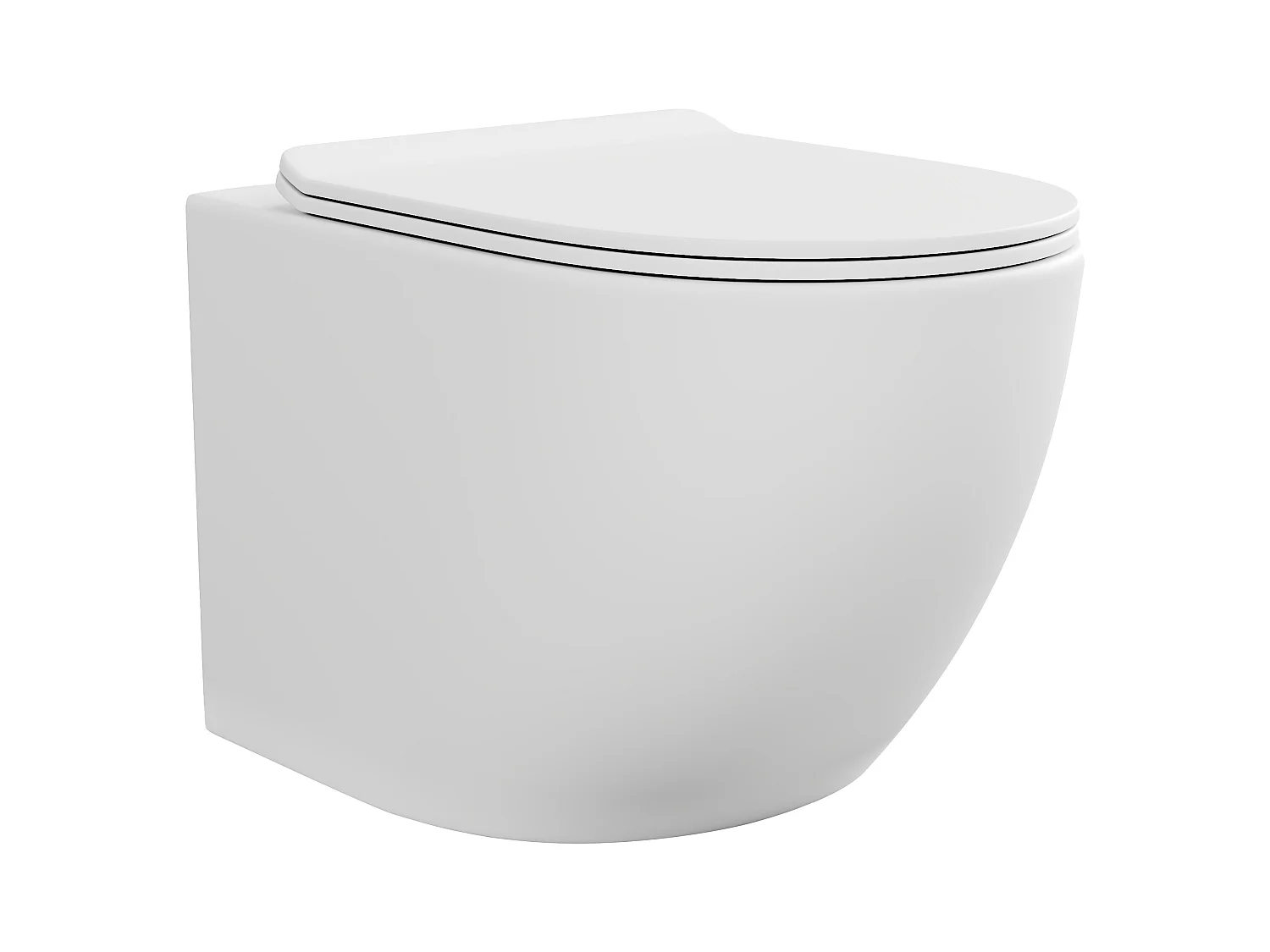 Mat hvidt vægmonteret toilet i keramik uden skyllekant - JAVOINE