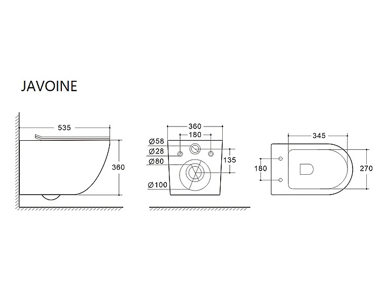 Wand-WC aus Keramik ohne Flansch - Rosa matt - JAVOINE