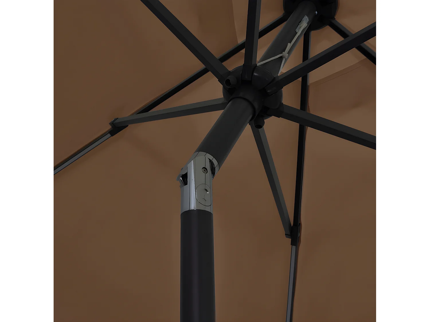 Parasol avec LED et mât en aluminium 300 cm Taupe