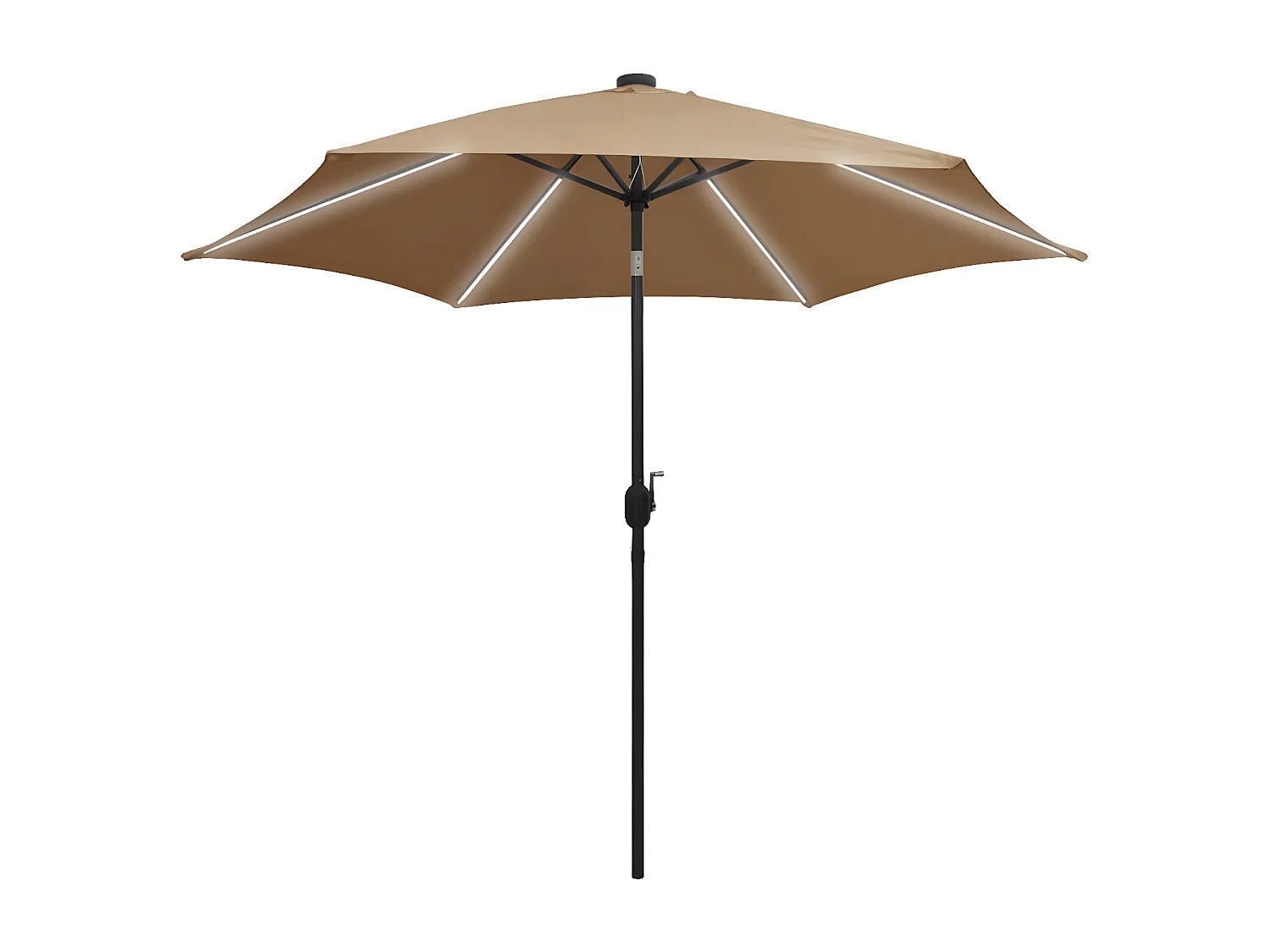 Parasol avec LED et mât en aluminium 300 cm Taupe