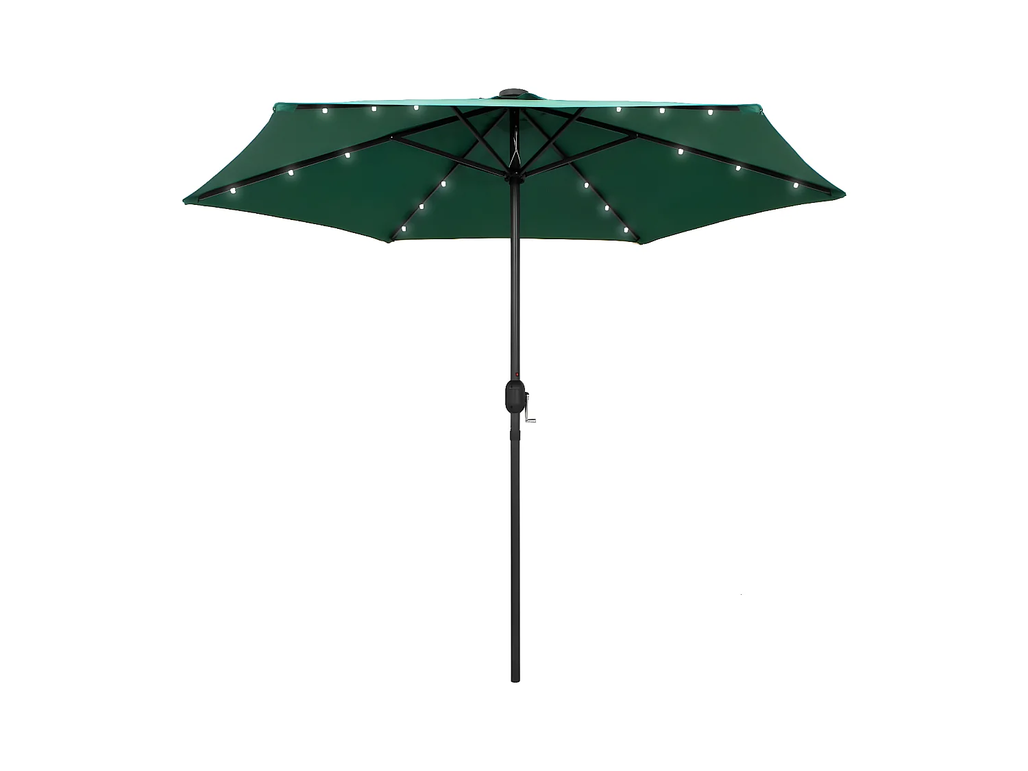 Guarda-sol com luzes LED e mastro alumínio 270 cm verde