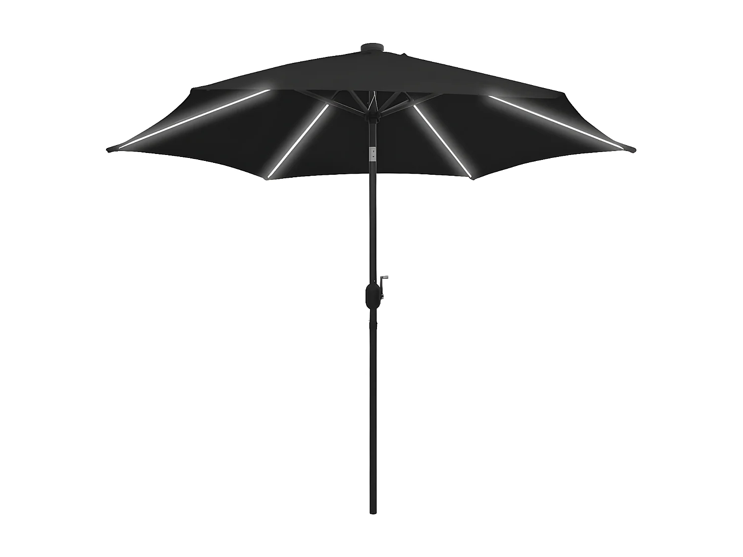 Parasol avec LED et mât en aluminium 300 cm Noir