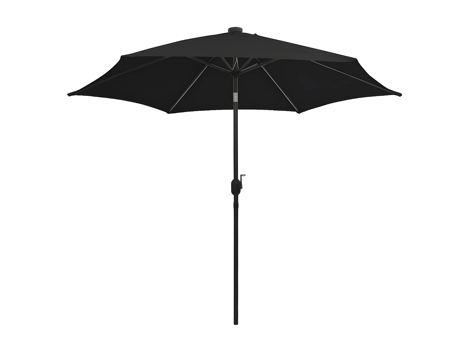 Parasol avec LED et mât en aluminium 300 cm Noir
