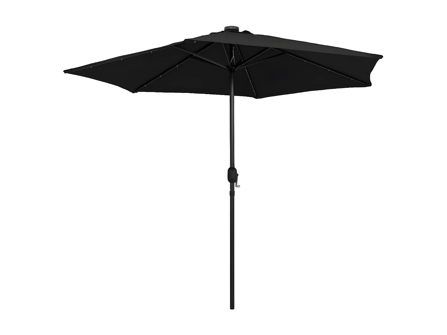 Parasol avec LED et mât en aluminium 270 cm Noir