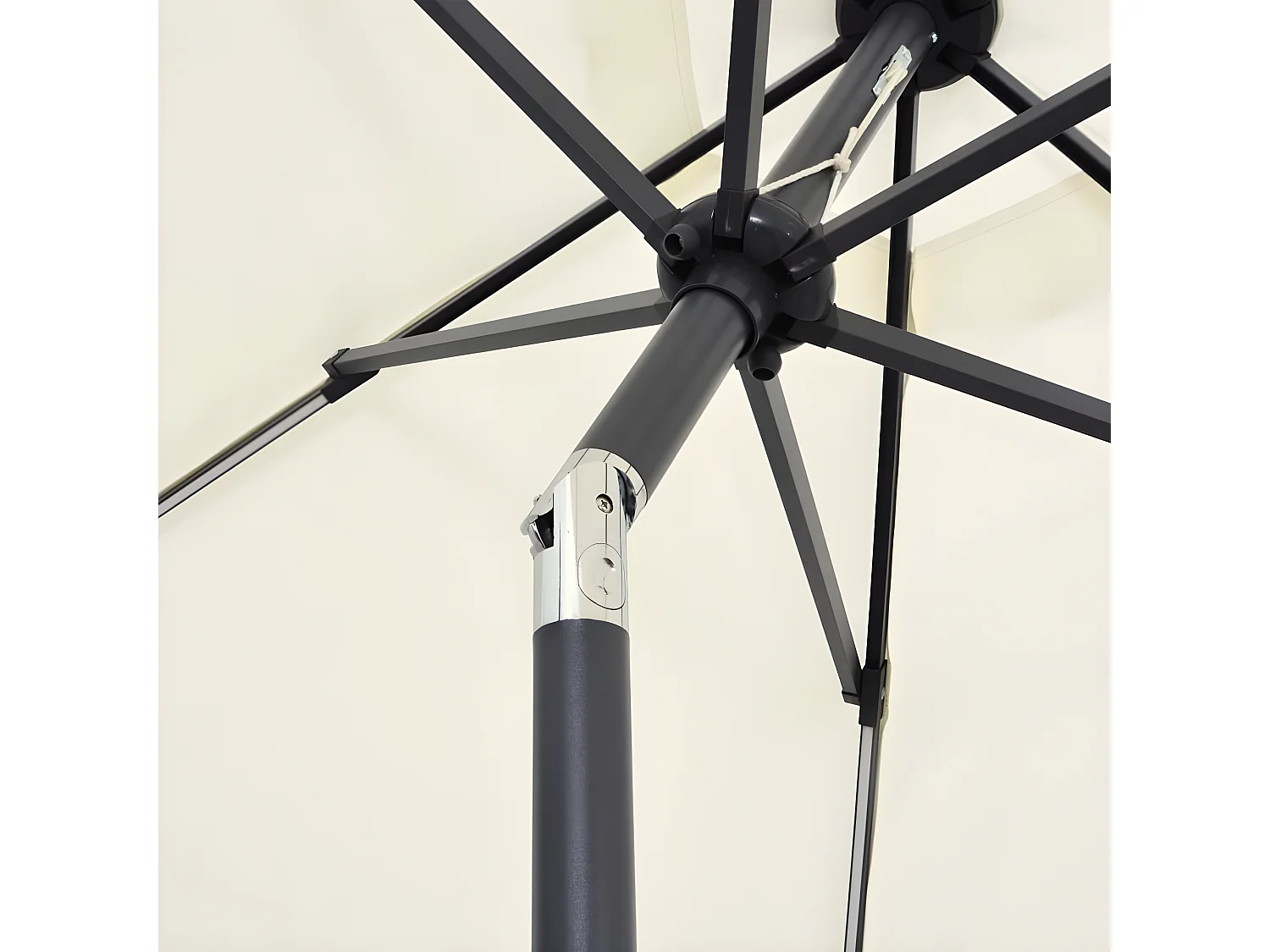 Guarda-sol com luzes LED e mastro alumínio 300 cm branco areia