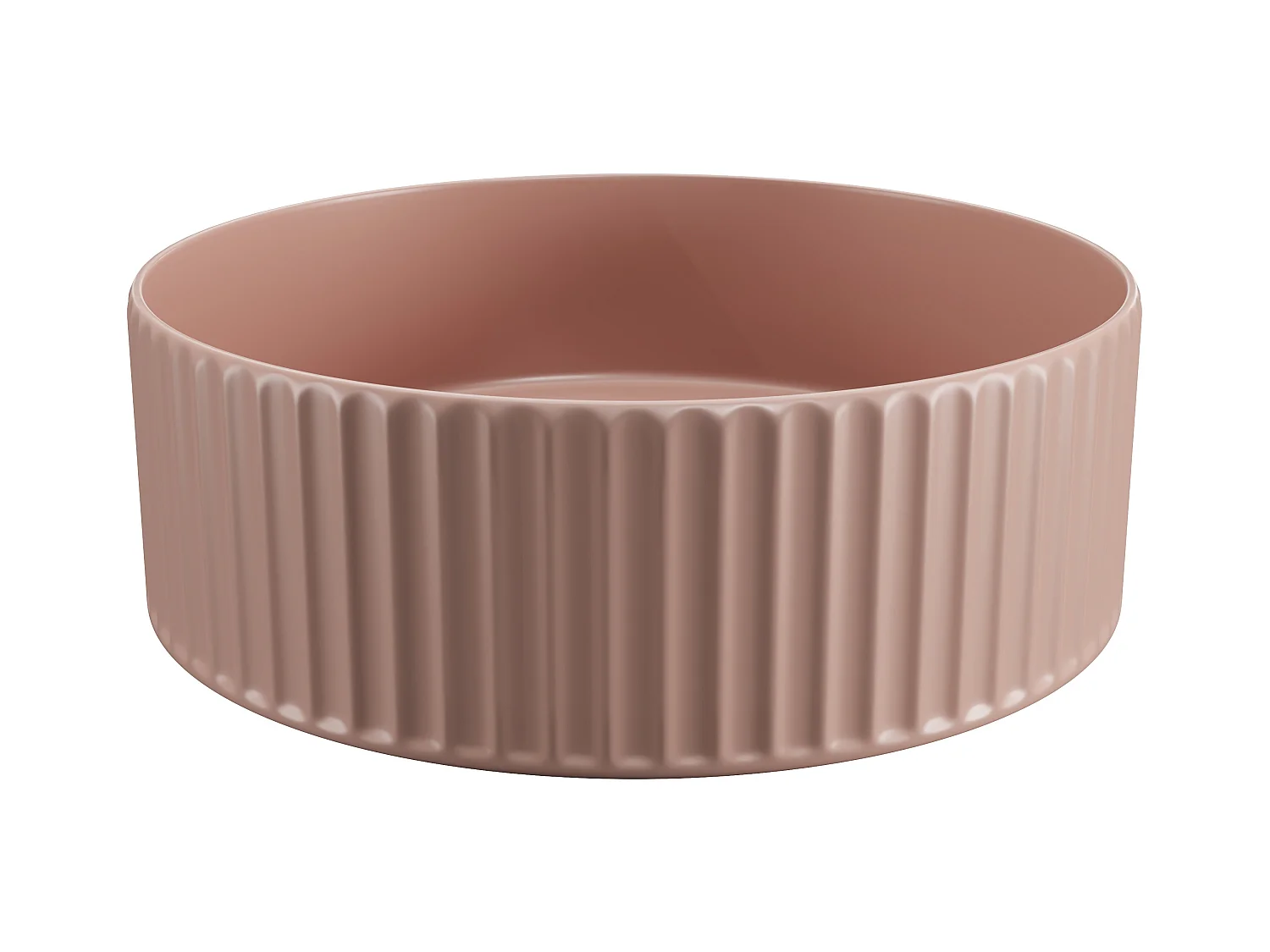 Umywalka nablatowa okrągła z ryflowanej ceramiki - Różowy mat - 36 cm - PEDARA