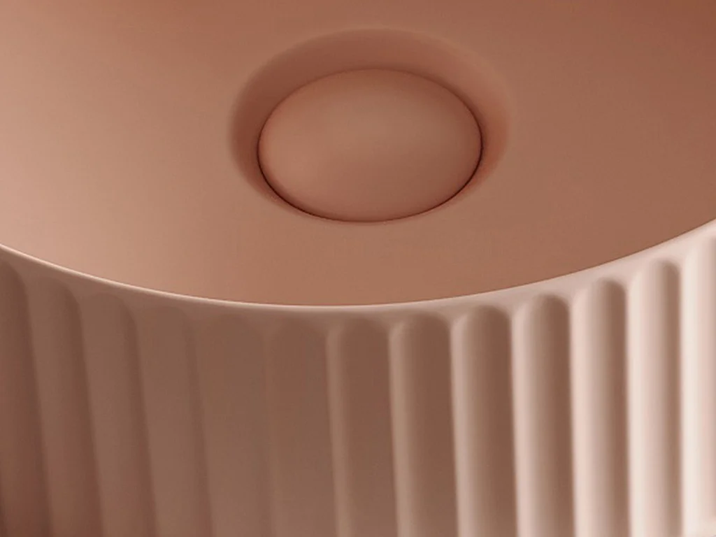 Umywalka nablatowa okrągła z ryflowanej ceramiki - Różowy mat - 36 cm - PEDARA