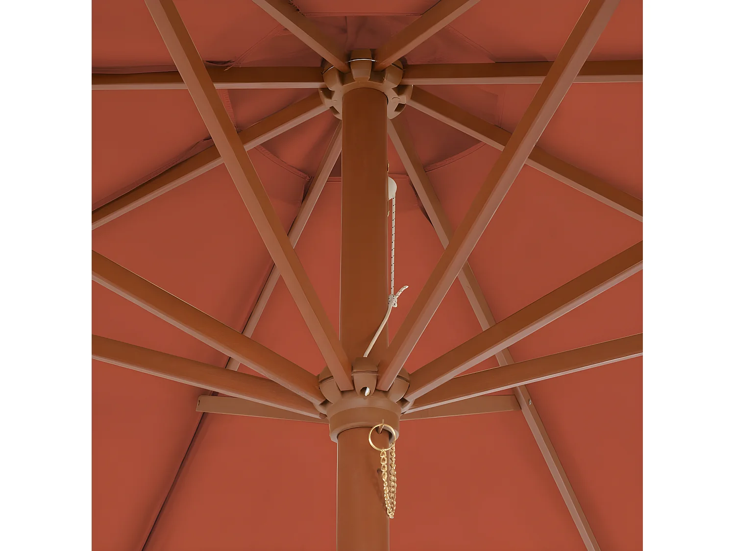 Sombrilla de jardín con palo de madera 300 cm terracota