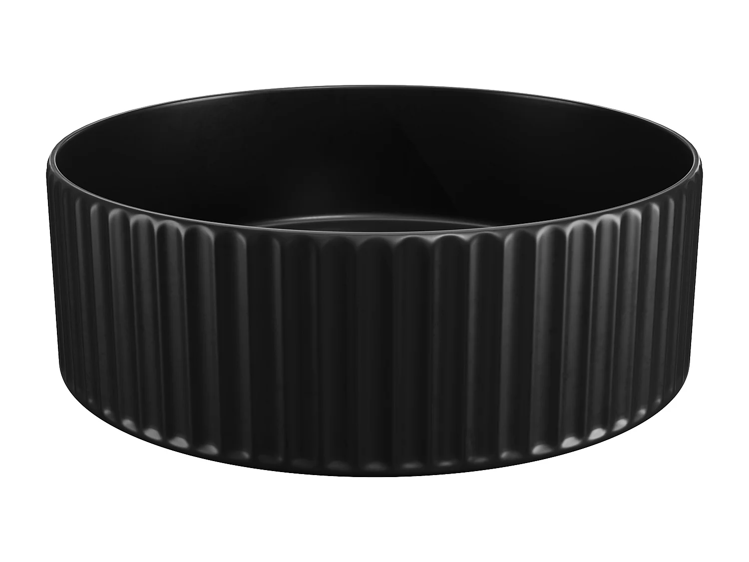 Ronde gestreepte opbouwwastafel van keramiek - Mat zwart - 36 cm - PEDARA