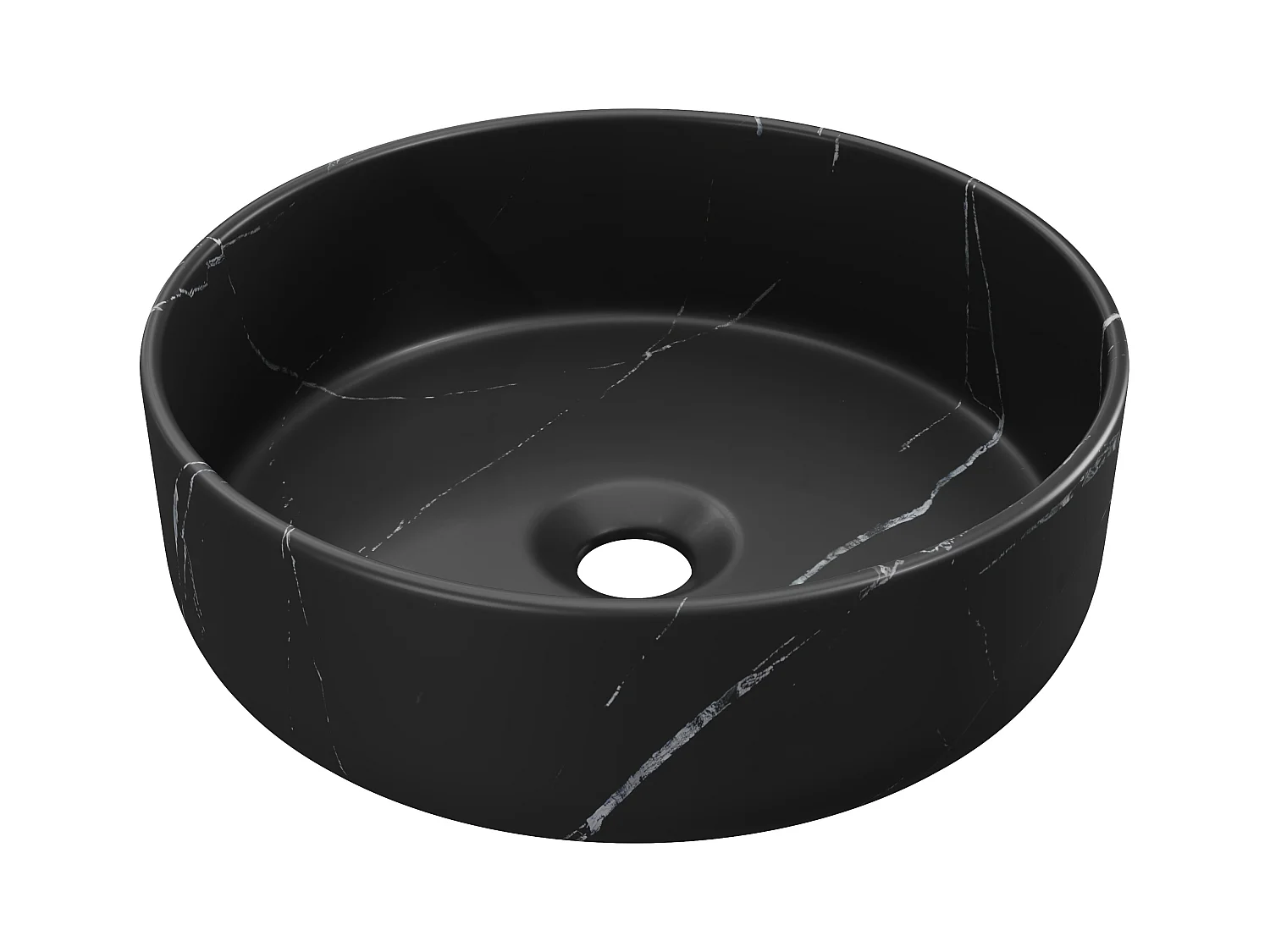 Lavabo redondo negro de cerámica efecto mármol - 36 cm - VIAMARBA