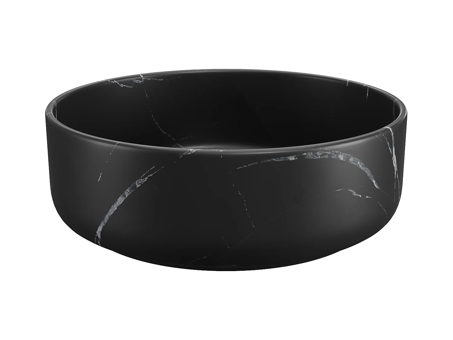 Lavabo redondo negro de cerámica efecto mármol - 36 cm - VIAMARBA
