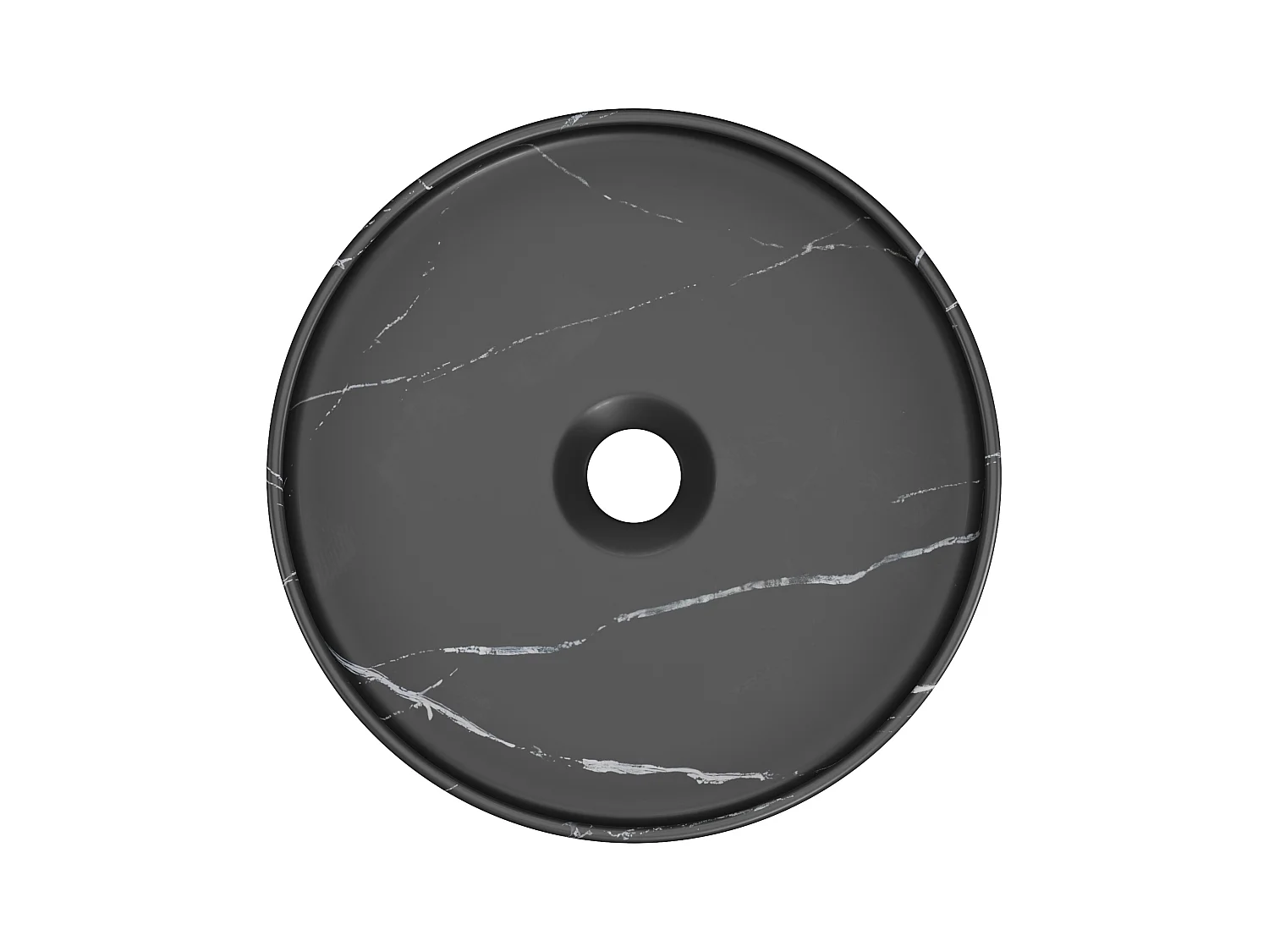 Lavabo redondo negro de cerámica efecto mármol - 36 cm - VIAMARBA