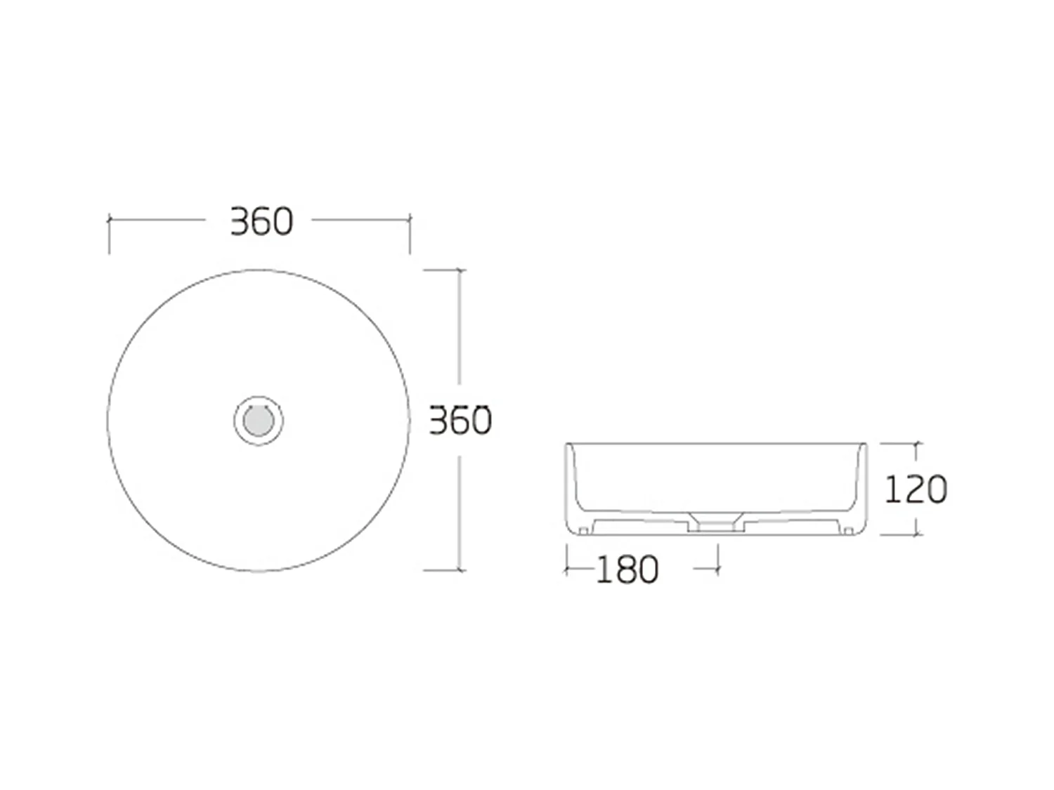 Lavabo redondo negro de cerámica efecto mármol - 36 cm - VIAMARBA