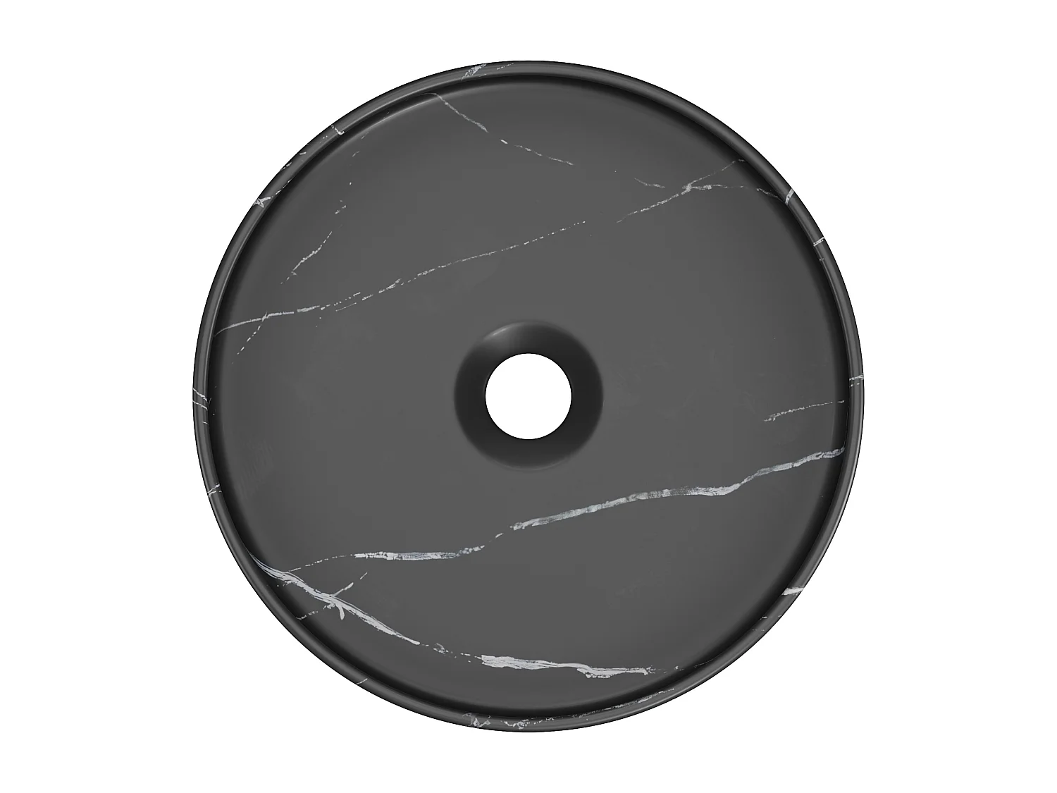 Rund sort marmor-effekt servant i keramikk - 36 cm - VIAMARBA