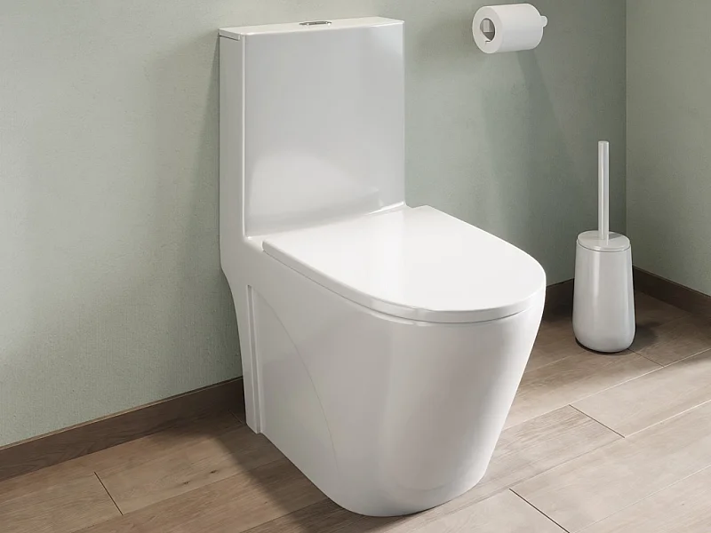 WC à poser blanc brillant en céramique - Evacuation horizontale - NAGILAM