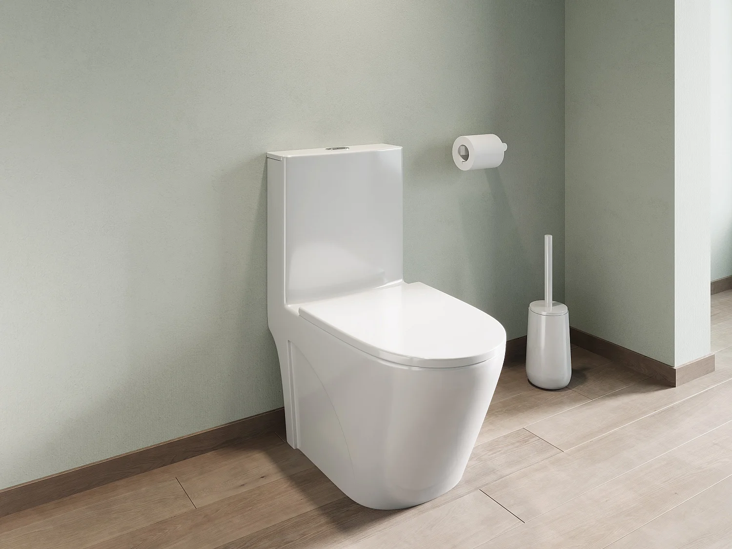 Inodoro de cerámica blanco brillante de suelo - Descarga horizontal - NAGILAM