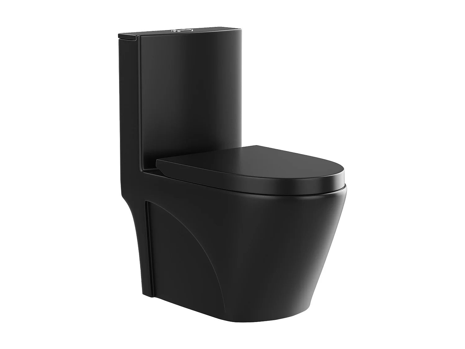 Mat sort gulvstående toilet i keramik - Vandret afløb - NAGILAM