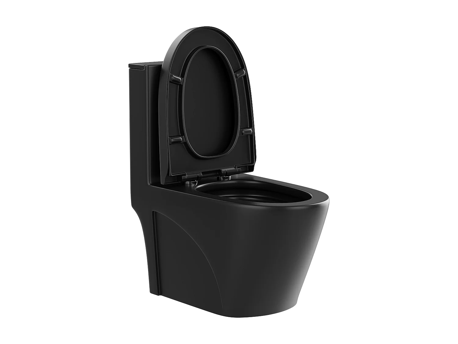 Mat sort gulvstående toilet i keramik - Vandret afløb - NAGILAM