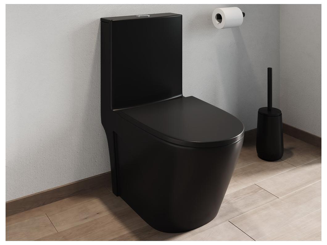 Staande wc van mat zwart keramiek - Horizontale afvoer - NAGILAM